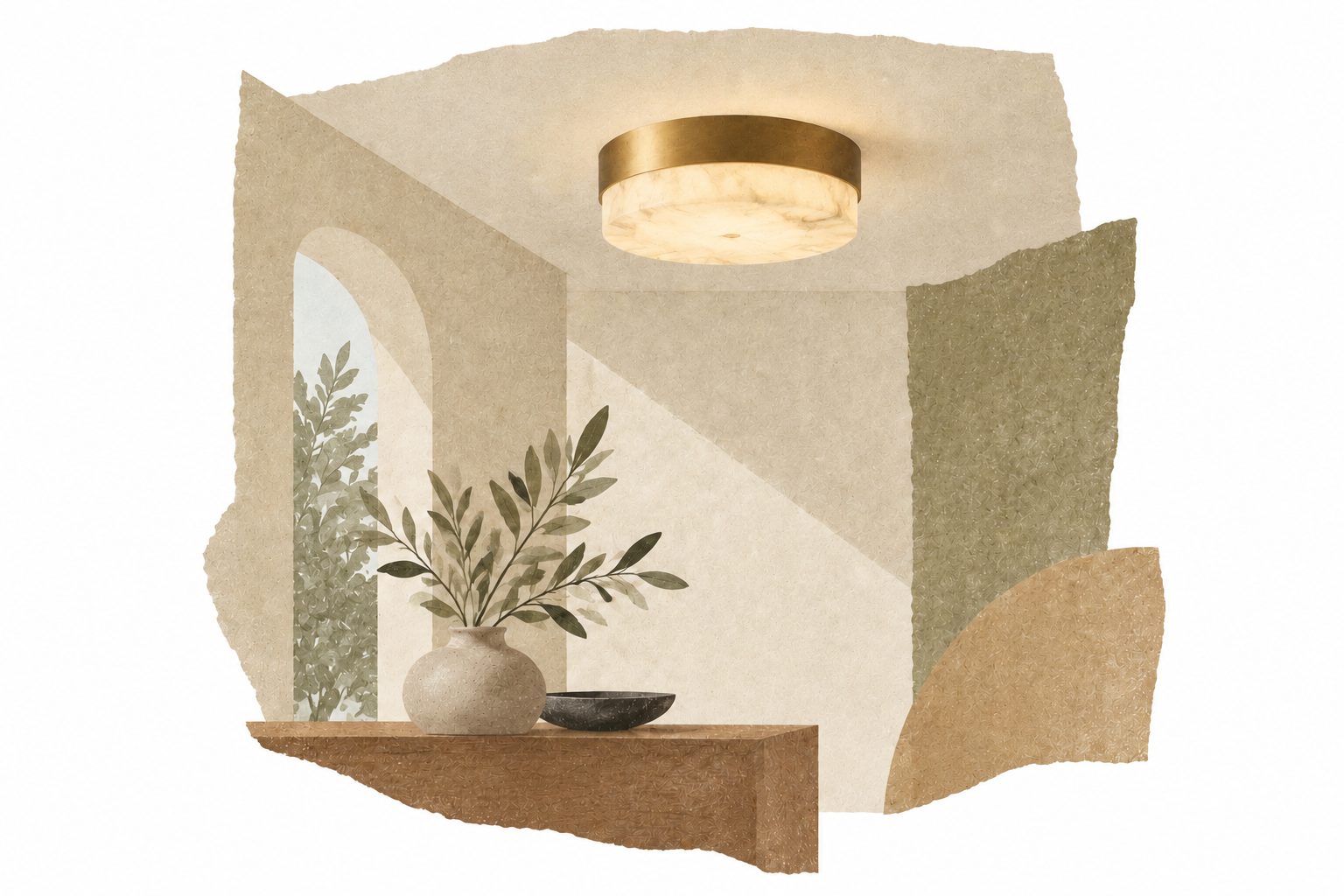 Collage van een plafondlamp