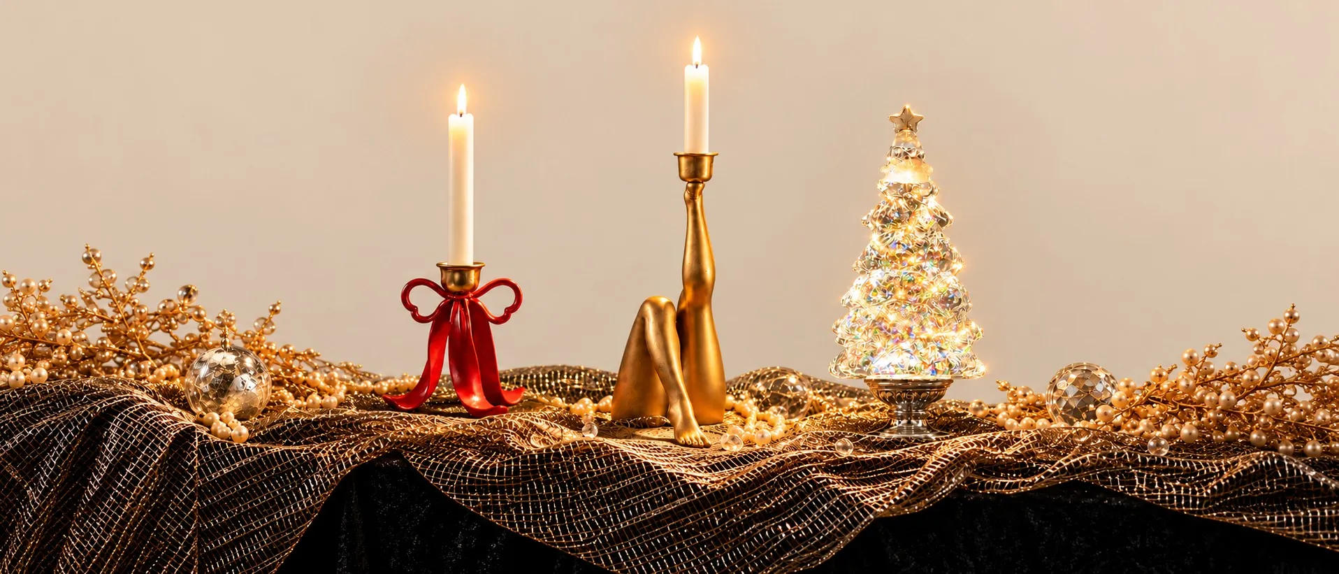 Holiday candle arrangement