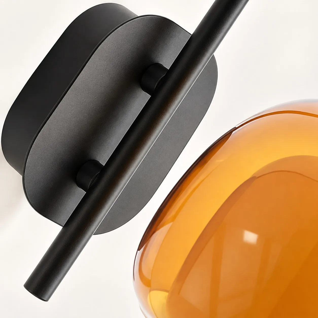 Black wall plate and curved arm