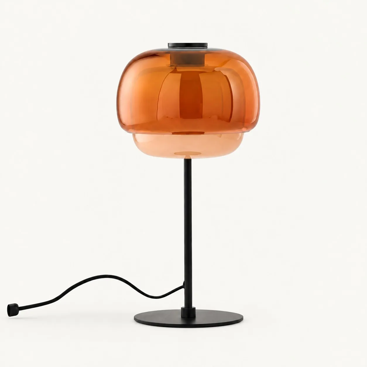Sanae double-dome glass table lamp in Orange