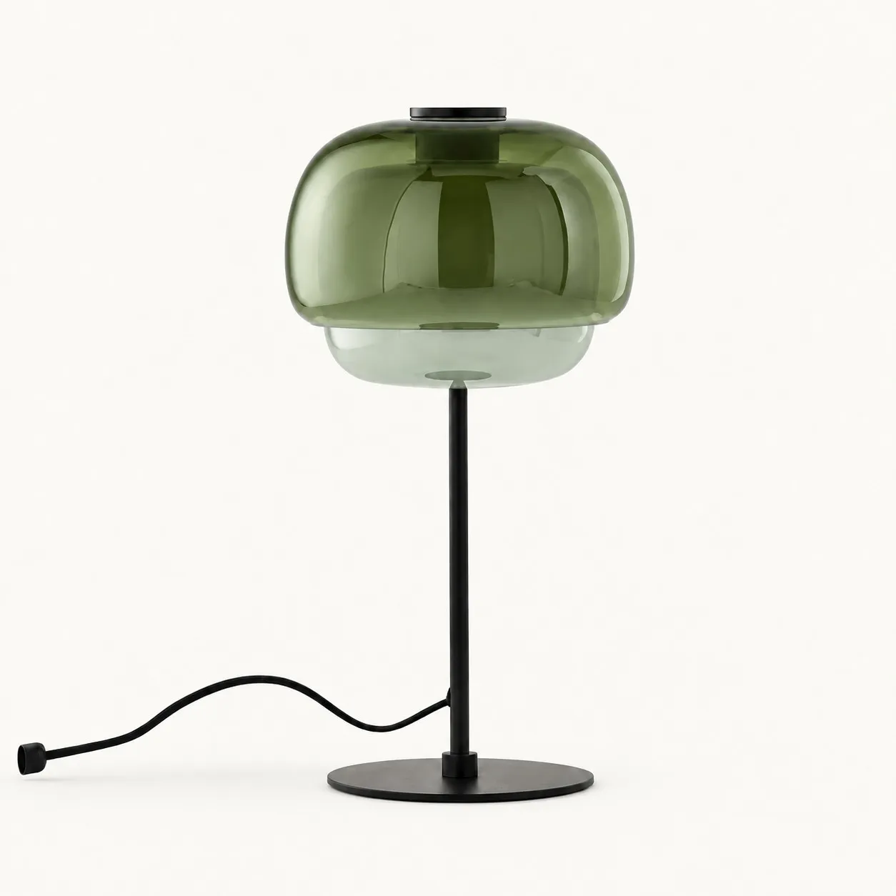 Sanae double-dome glass table lamp in Gray Green