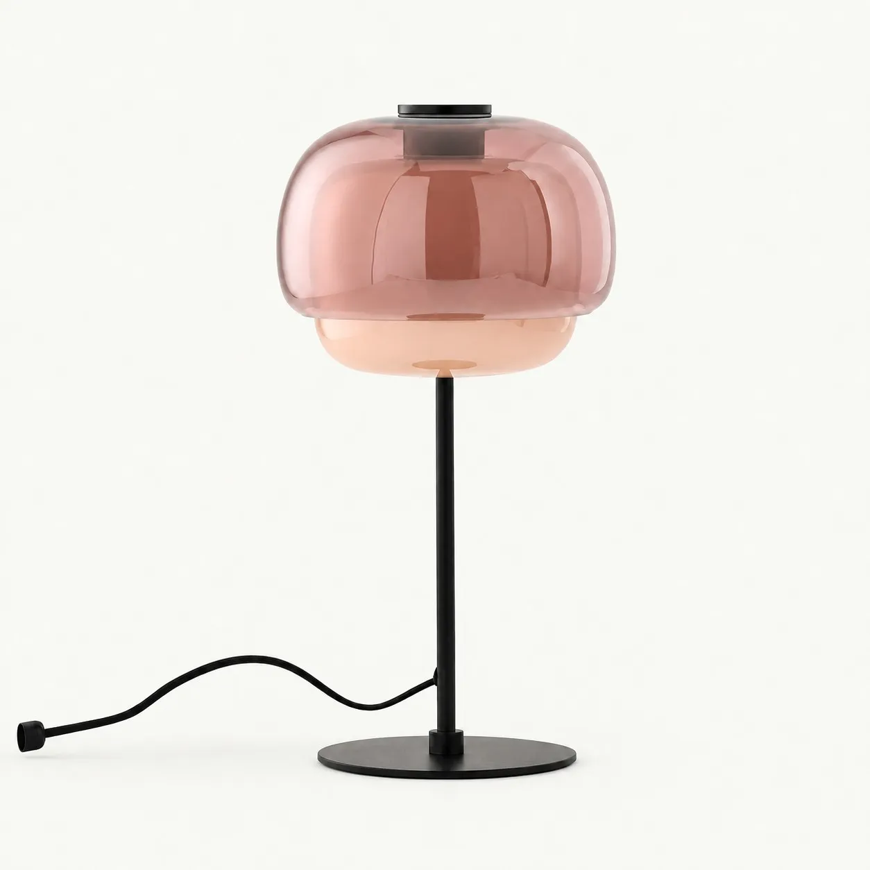 Sanae double-dome glass table lamp in Blush