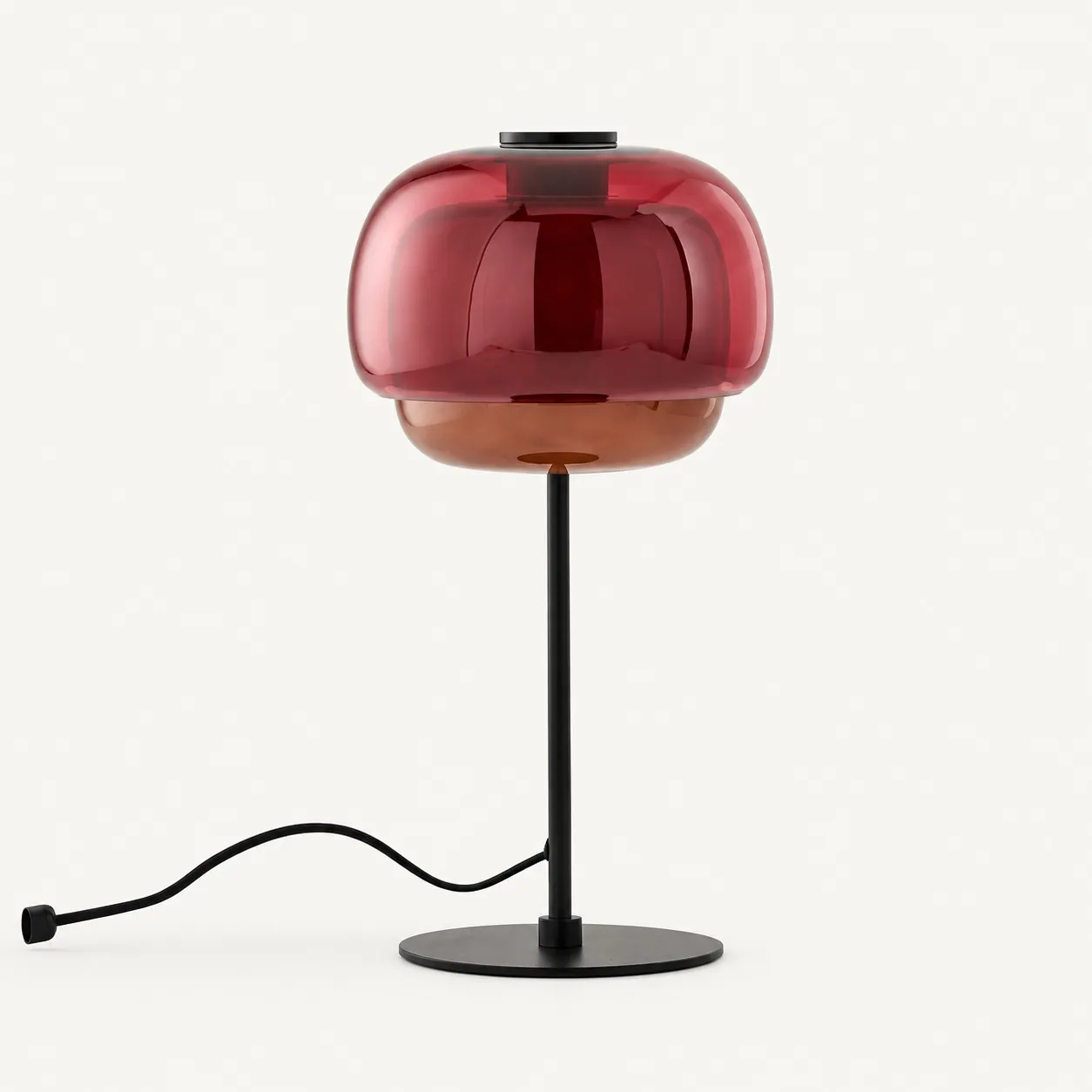 Sanae double-dome glass table lamp in Burgundy