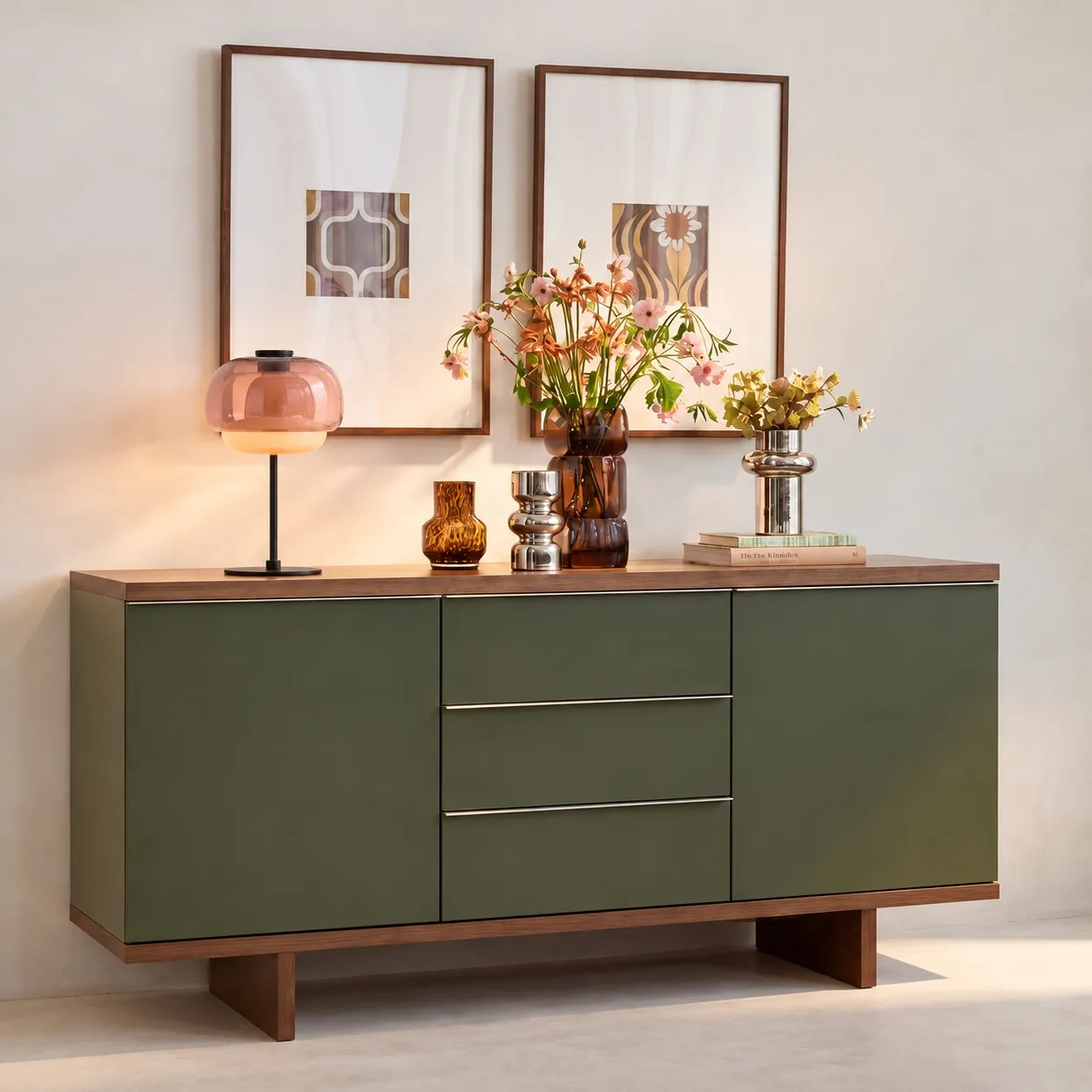Blush lamp on a sideboard