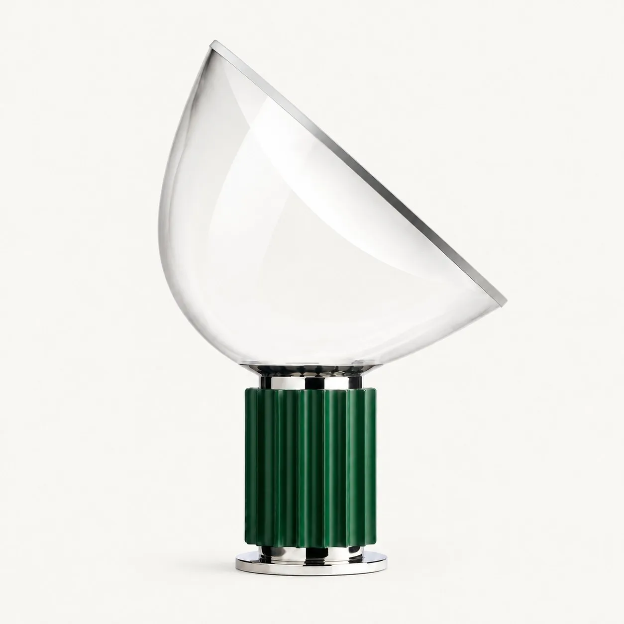 Dark green glass bowl table lamp