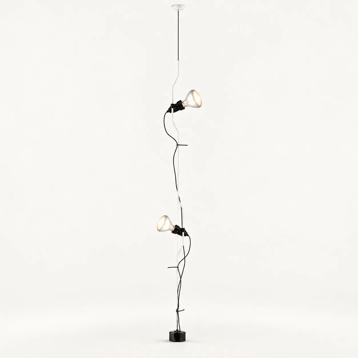 White ceiling-to-floor lamp with two heads