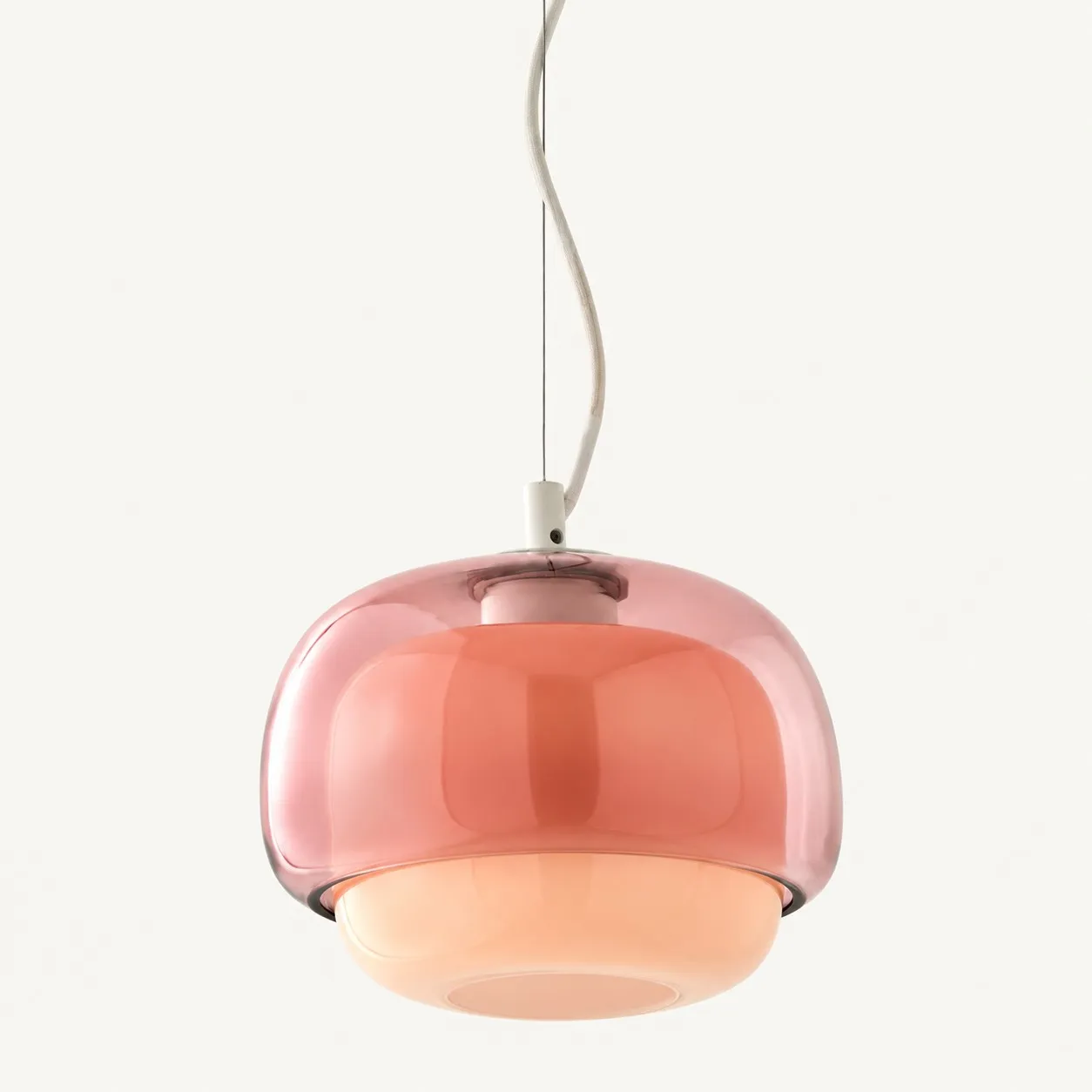 Sanae double-dome glass pendant in Blush
