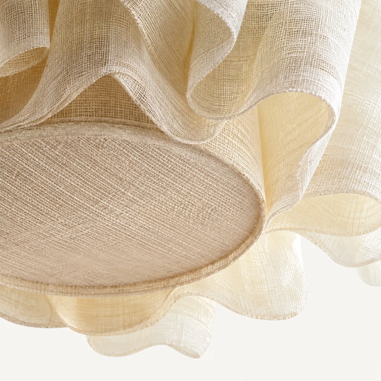 Underside of the pleated linen shade