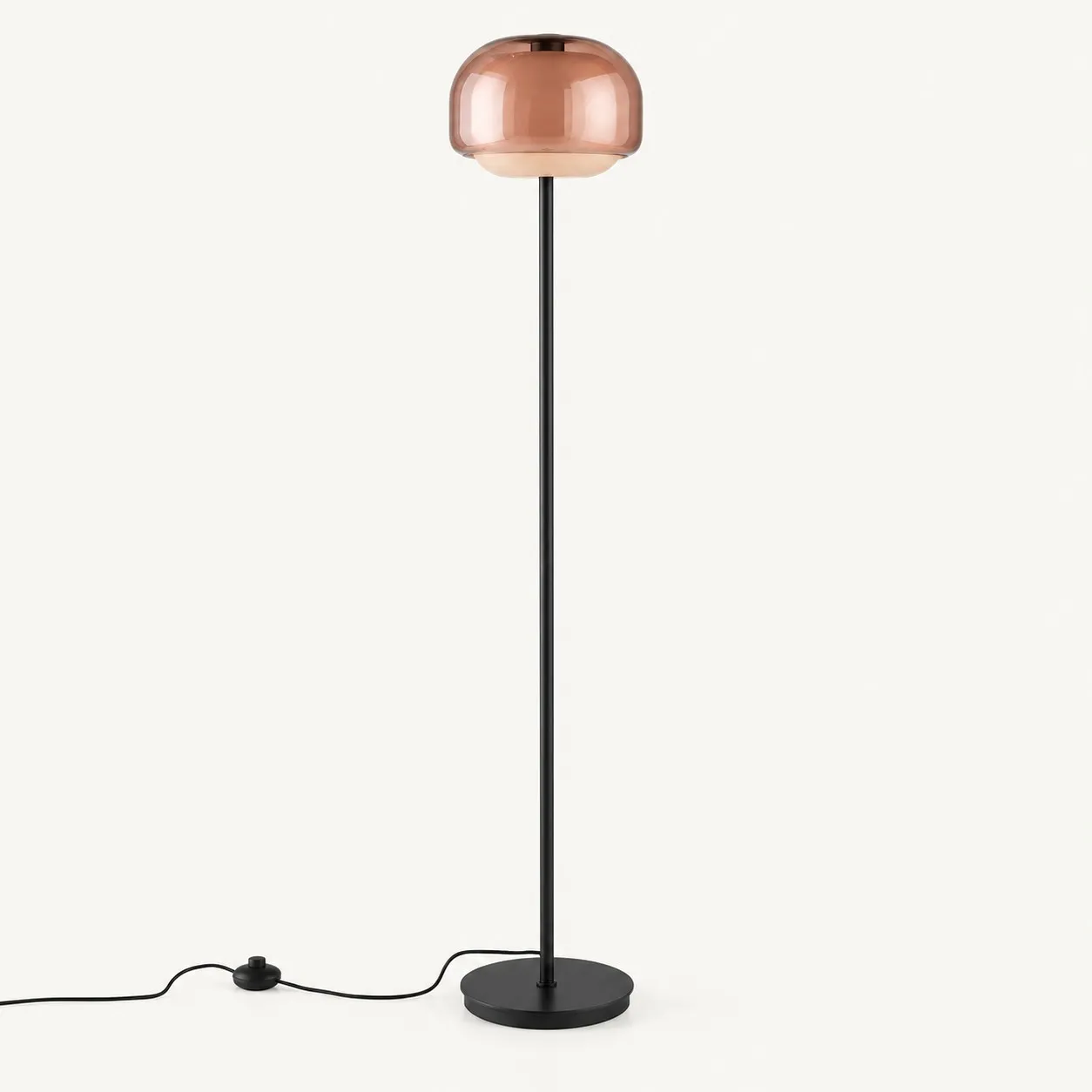 Sanae round-shade glass floor lamp in Nude