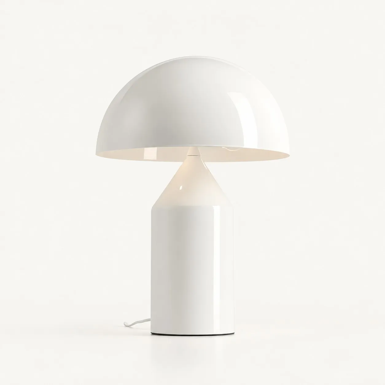 Glossy white mushroom table lamp