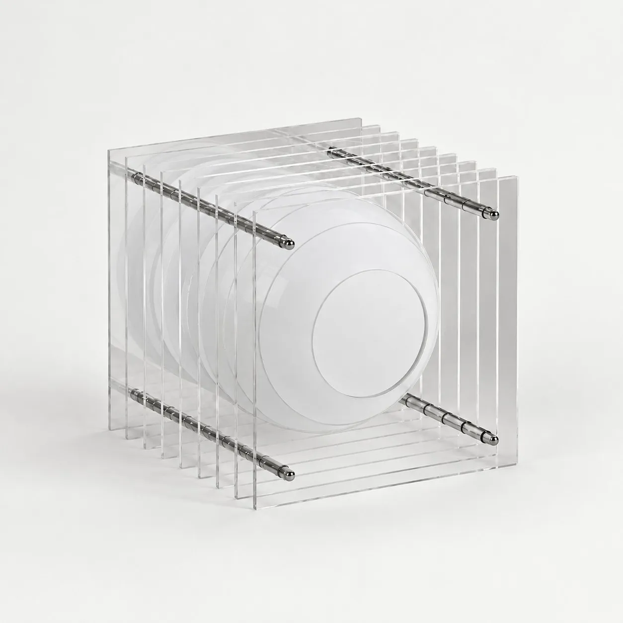 Transparent acrylic cube lamp, unlit