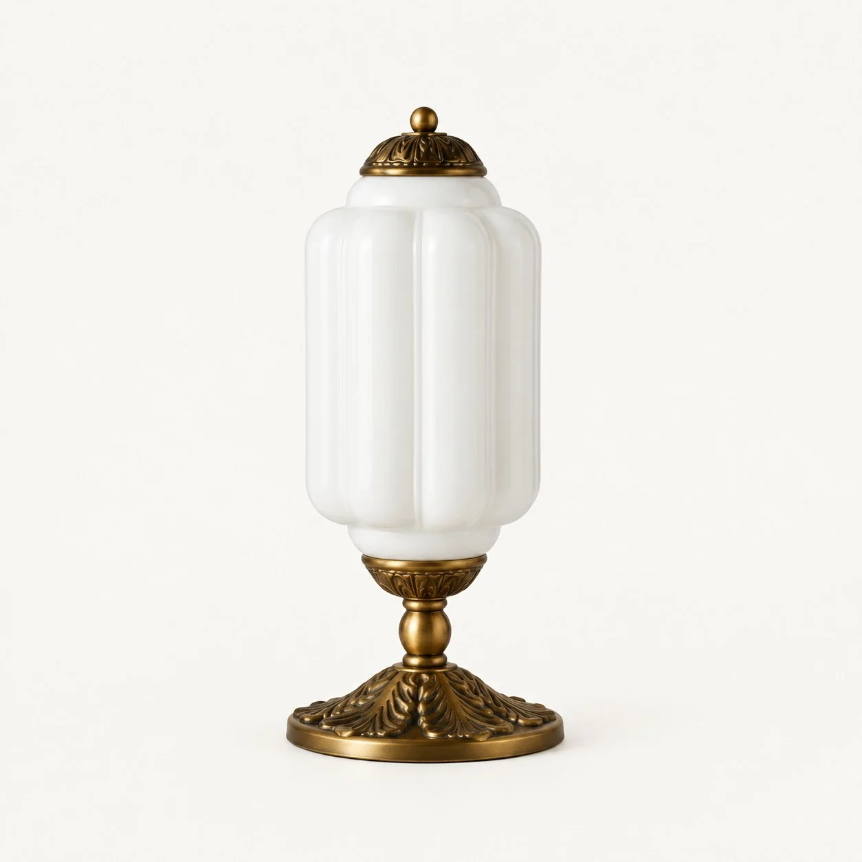 Eloise French Retro Cream Glass Textured Table Lamp — White/Brass