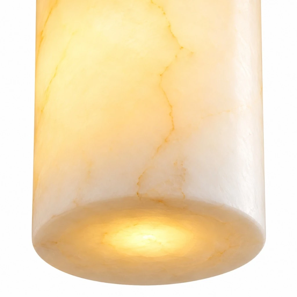 Lit alabaster tube detail with warm diffused glow