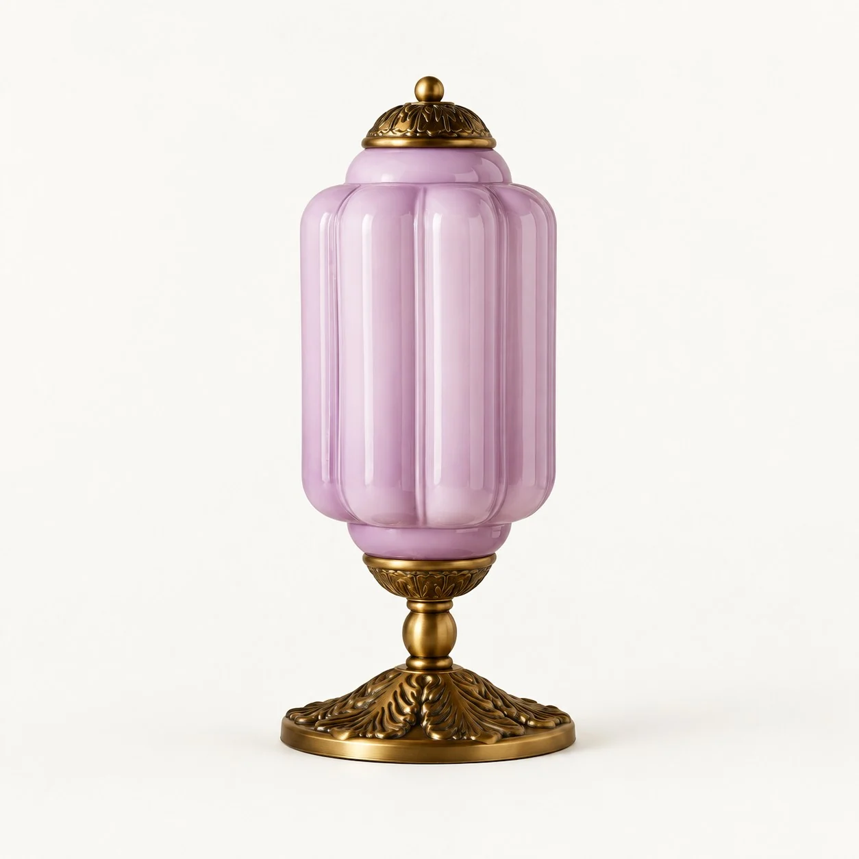 Eloise French Retro Cream Glass Textured Table Lamp — Lavender/Brass