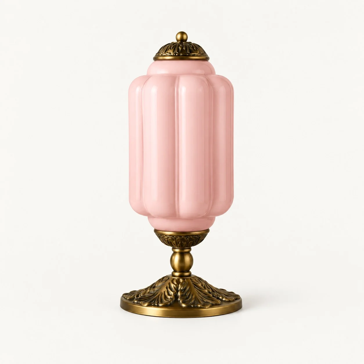 Eloise French Retro Cream Glass Textured Table Lamp — Pink/Brass