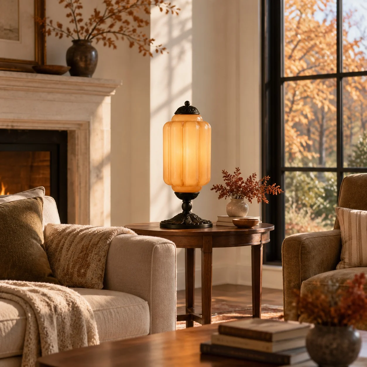 Eloise French Retro Cream Glass Textured Table Lamp — image 17