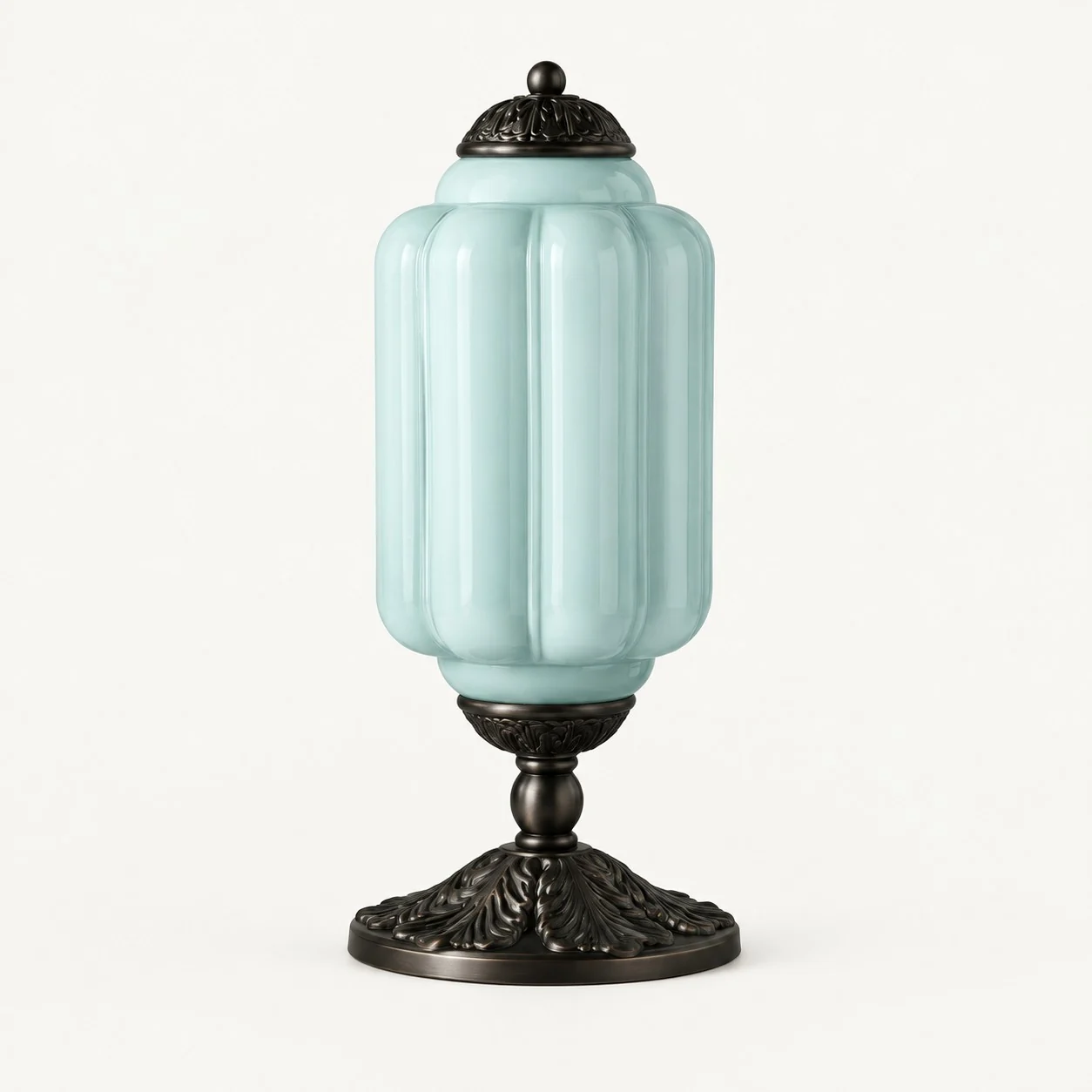 Eloise French Retro Cream Glass Textured Table Lamp — Blue/Black