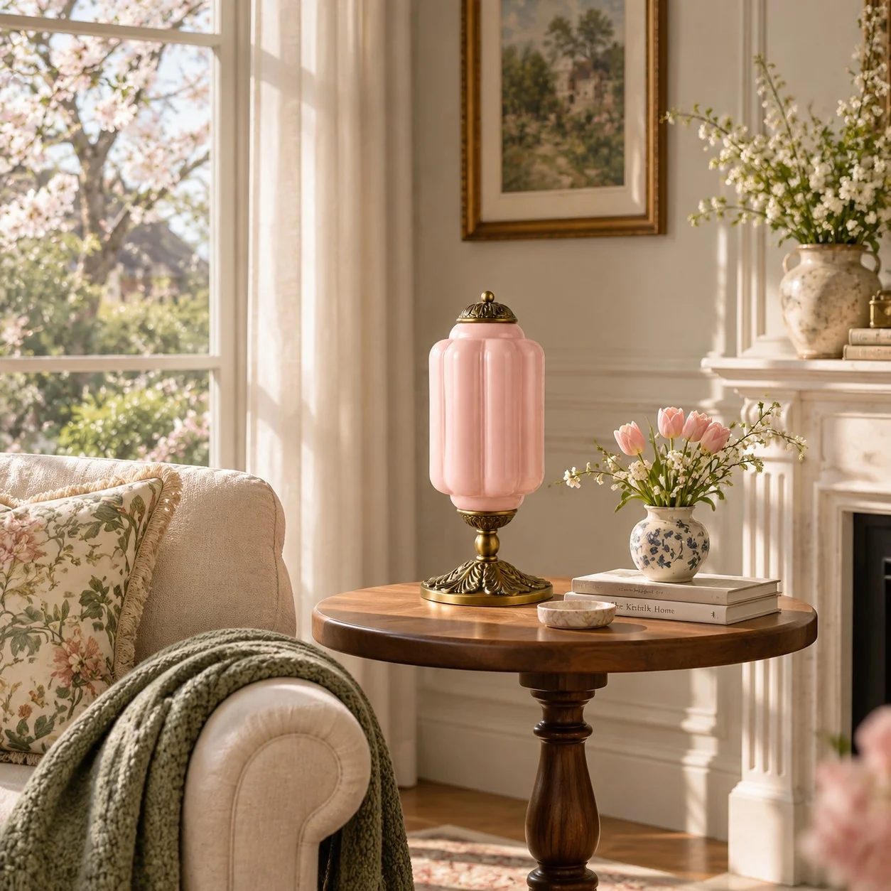 Eloise French Retro Cream Glass Textured Table Lamp — image 21