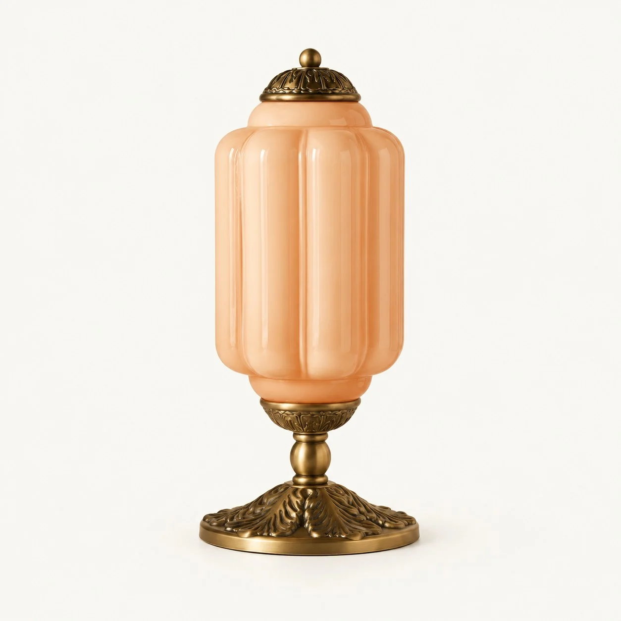 Eloise French Retro Cream Glass Textured Table Lamp — Orange/Brass