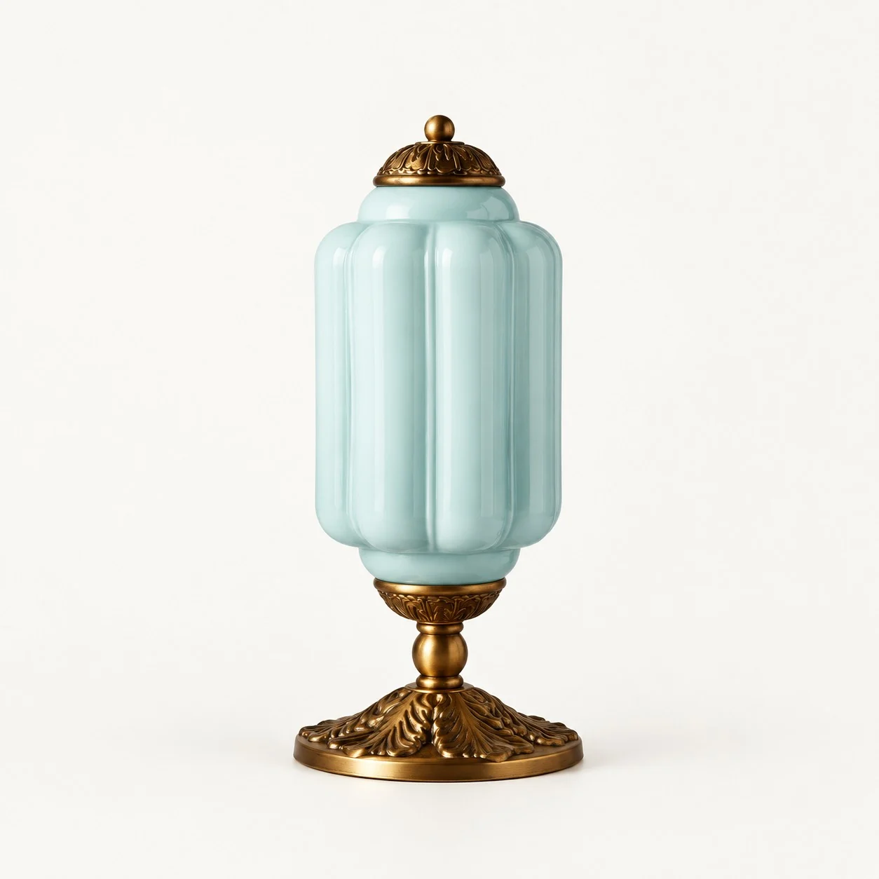 Eloise French Retro Cream Glass Textured Table Lamp — Blue/Brass