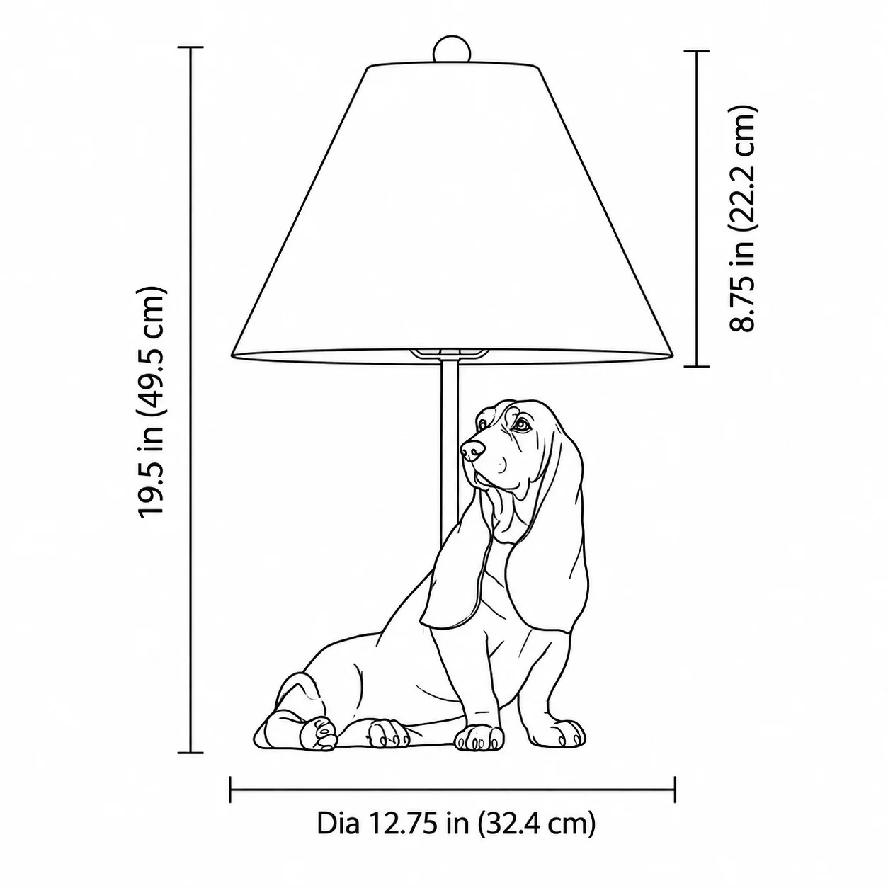 Hound lamp dimension drawing