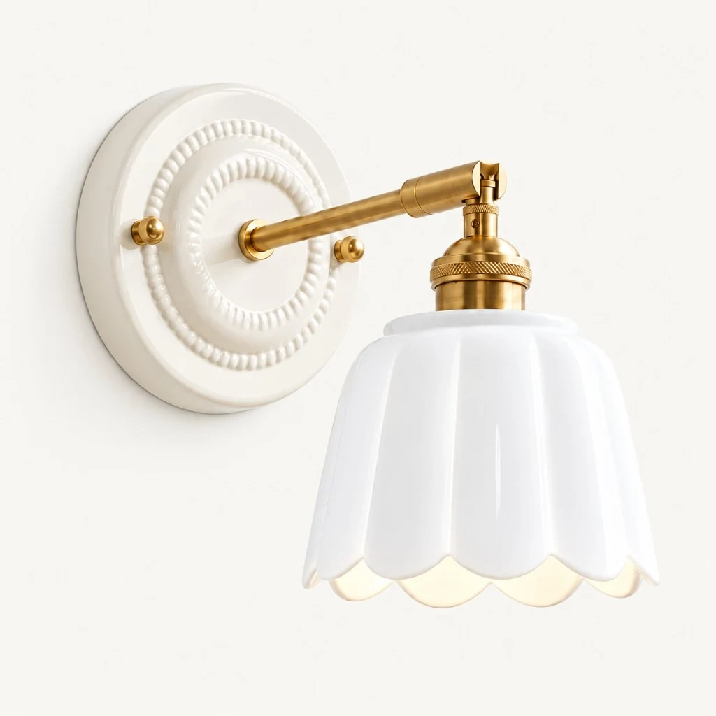 Sidney Vintage Flower Ceramic Wall Sconce — White