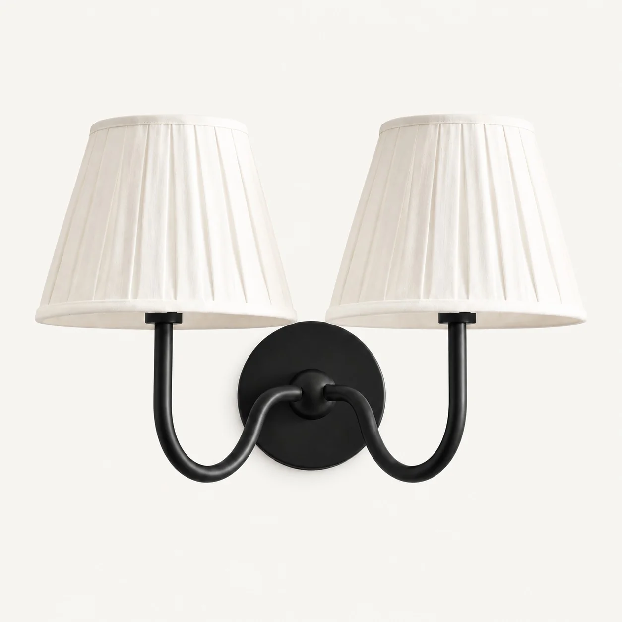 Luvora wall lamp 2 Heads · 16 in / 40 cm · Matte Black · White Pleated