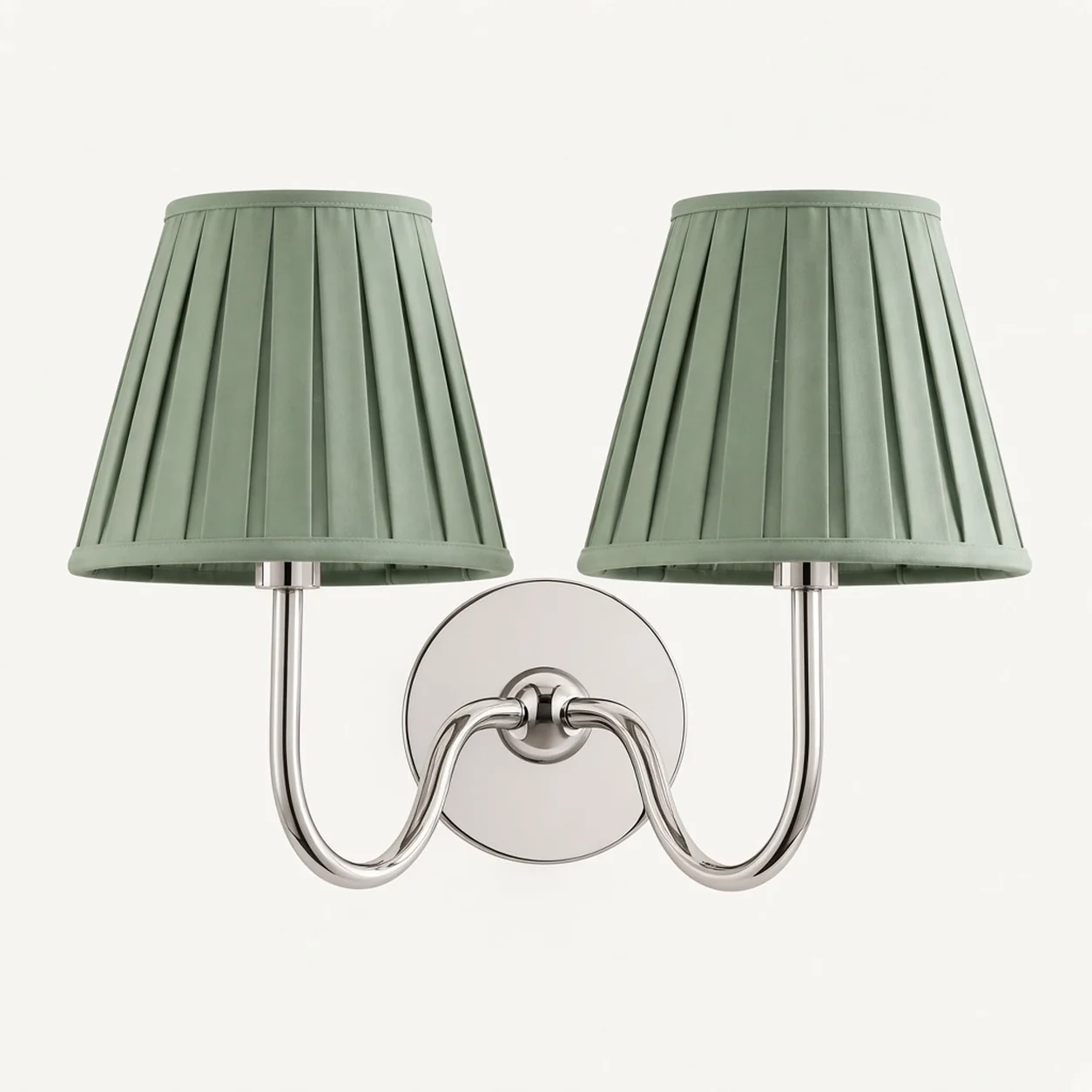 Luvora wall lamp 2 Heads · 16 in / 40 cm · Chrome · Sage Green Pleated