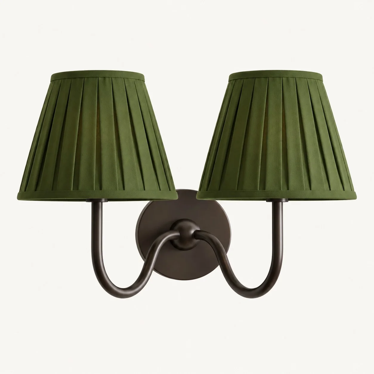 Luvora wall lamp 2 Heads · 16 in / 40 cm · Matte Black · Green Pleated