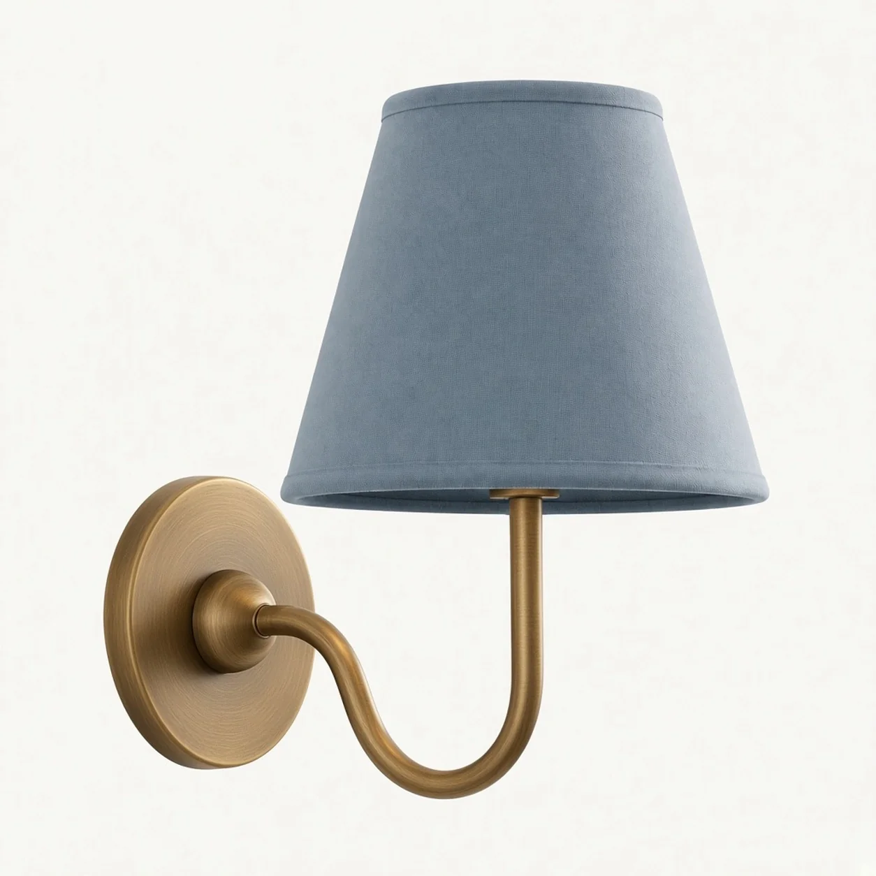 Luvora wall lamp 1 Head · 10 in / 25 cm · Tumbled Brass · Dusty Blue Plain