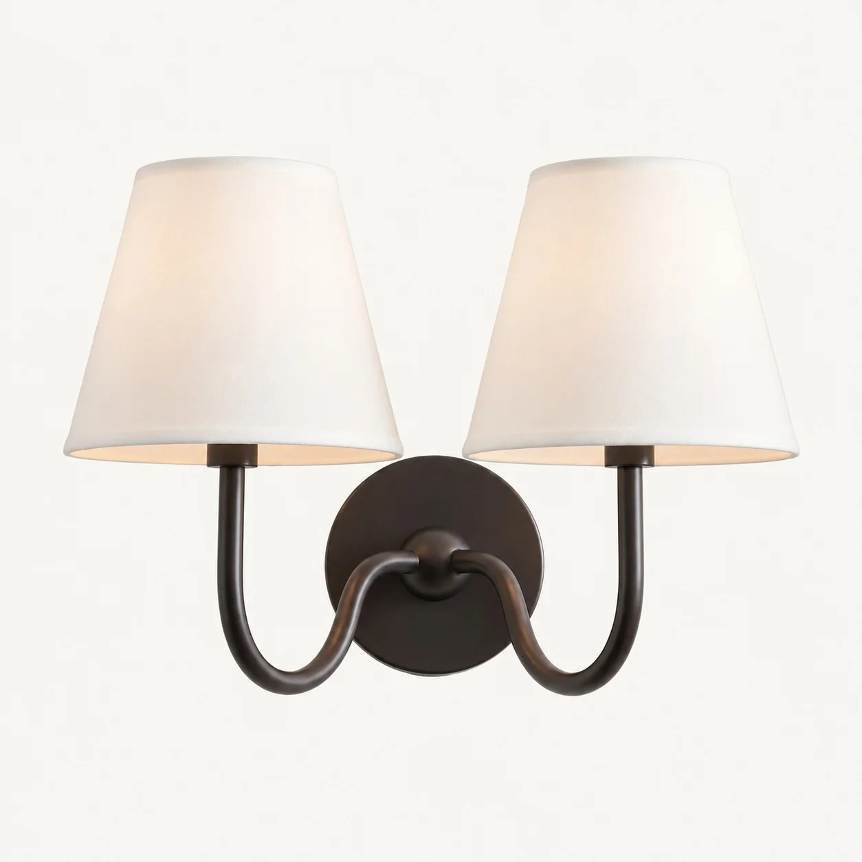 Luvora wall lamp 2 Heads · 16 in / 40 cm · Matte Black · White Plain