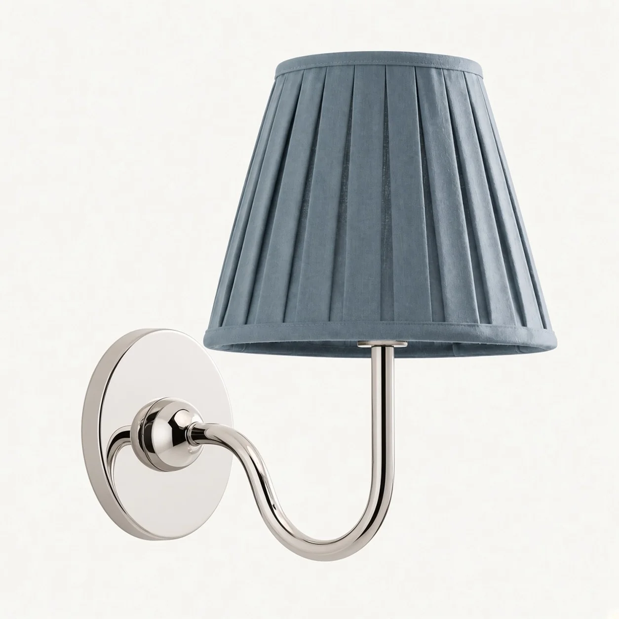 Luvora wall lamp 1 Head · 10 in / 25 cm · Chrome · Dusty Blue Pleated