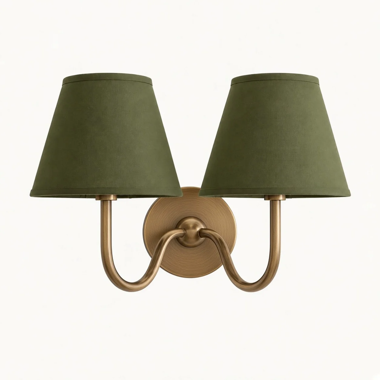 Luvora wall lamp 2 Heads · 16 in / 40 cm · Tumbled Brass · Green Plain
