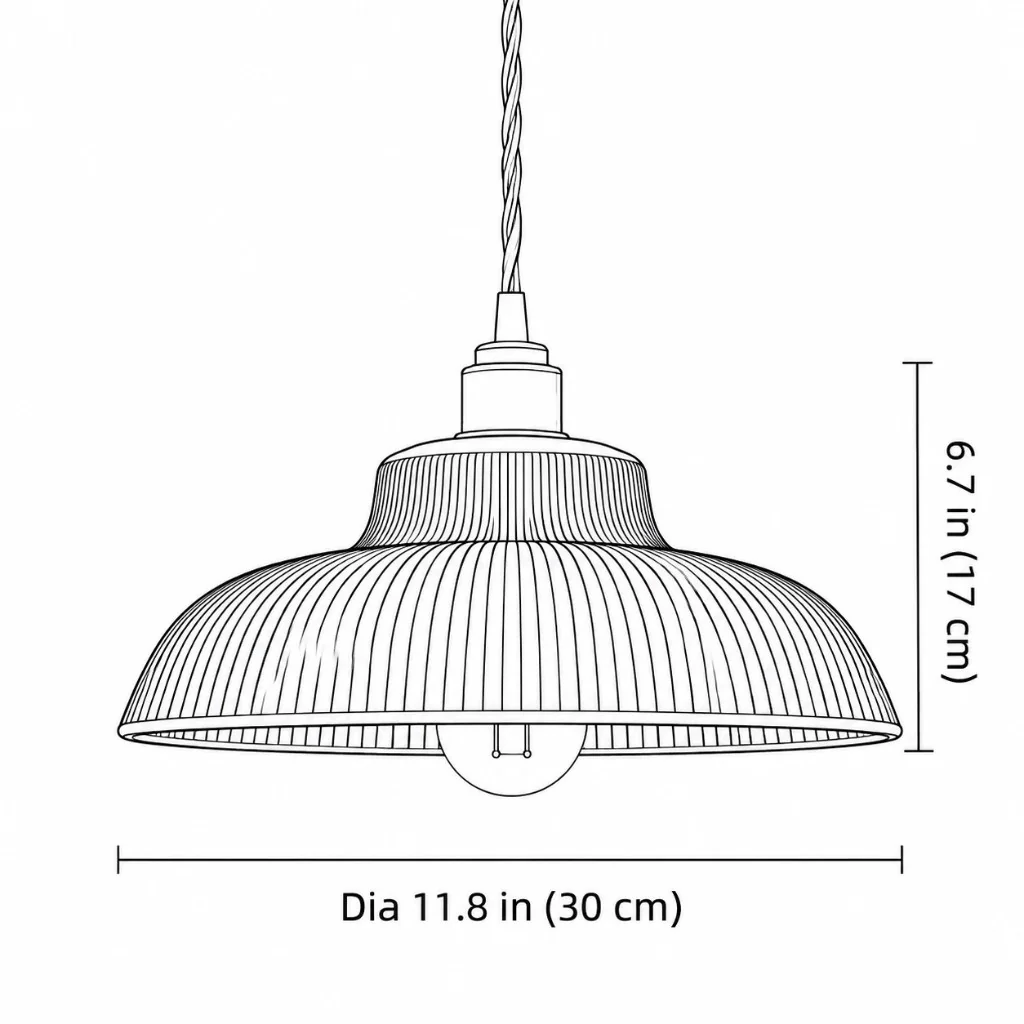 Straw Hat size drawing, diameter 11.8 inches by height 6.7 inches