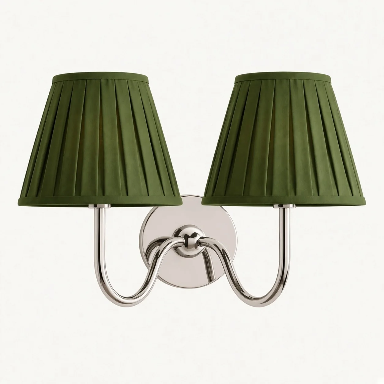 Luvora wall lamp 2 Heads · 16 in / 40 cm · Chrome · Green Pleated
