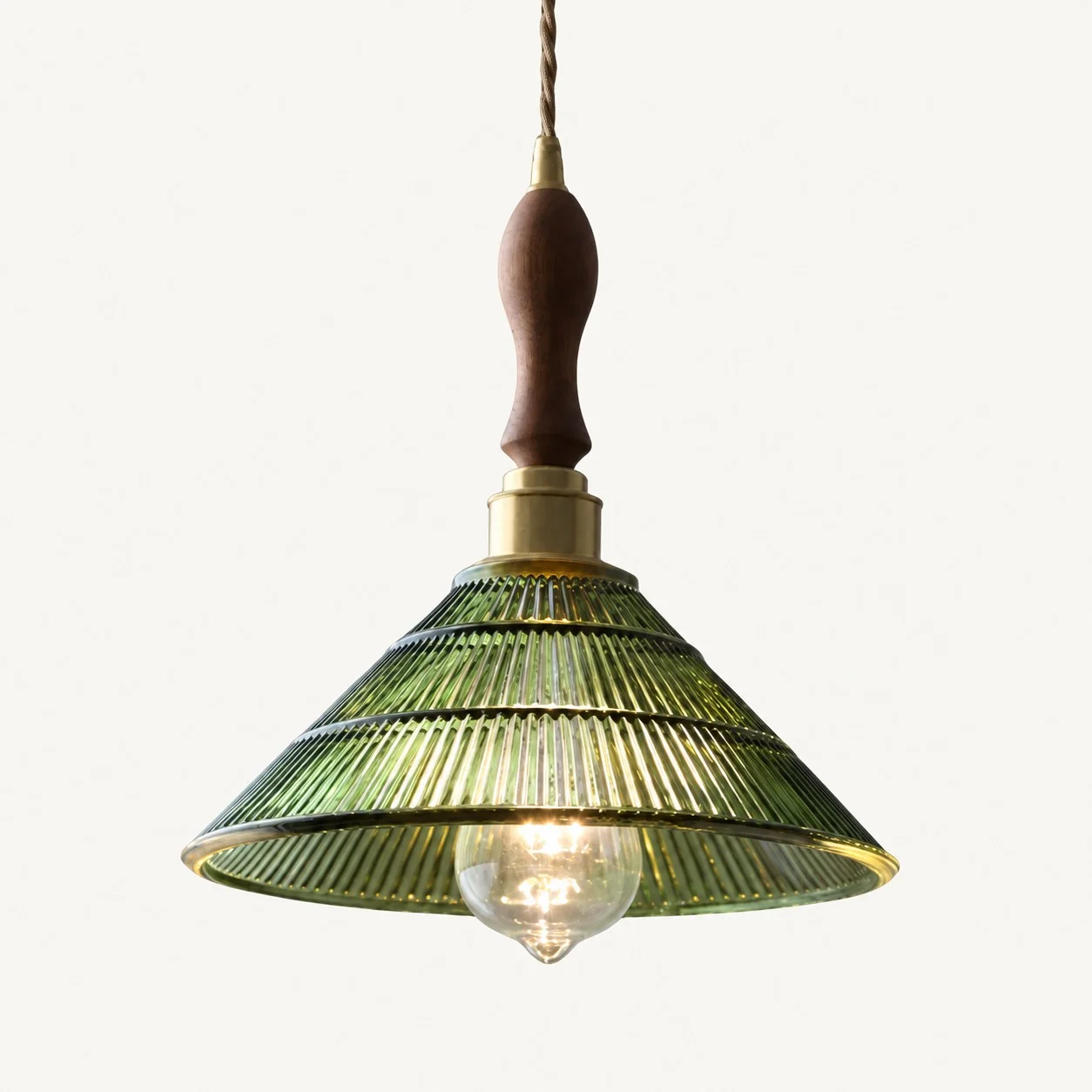 Verdoma pendant Cone Hat · Green+Walnut