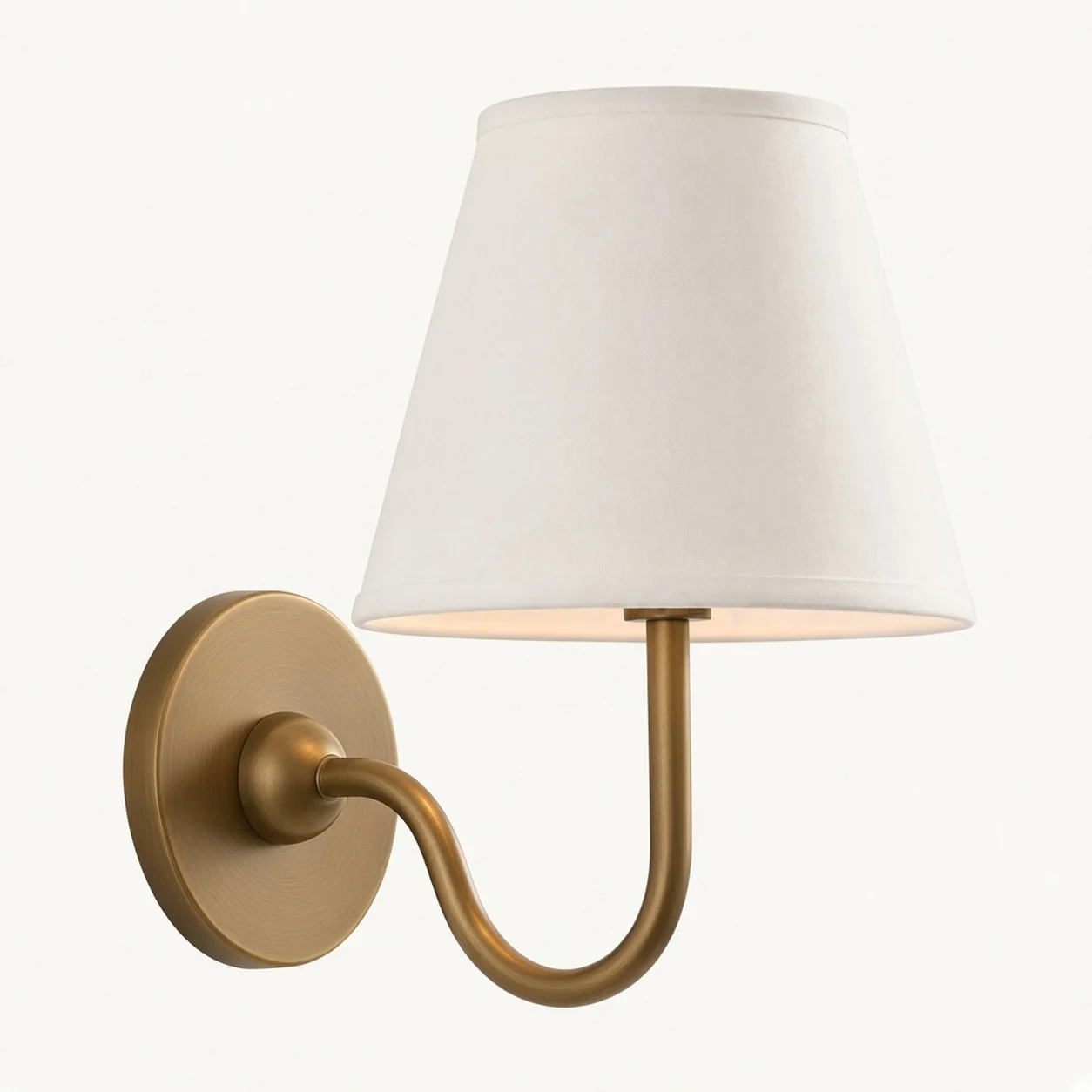 Luvora wall lamp 1 Head · 10 in / 25 cm · Tumbled Brass · White Plain