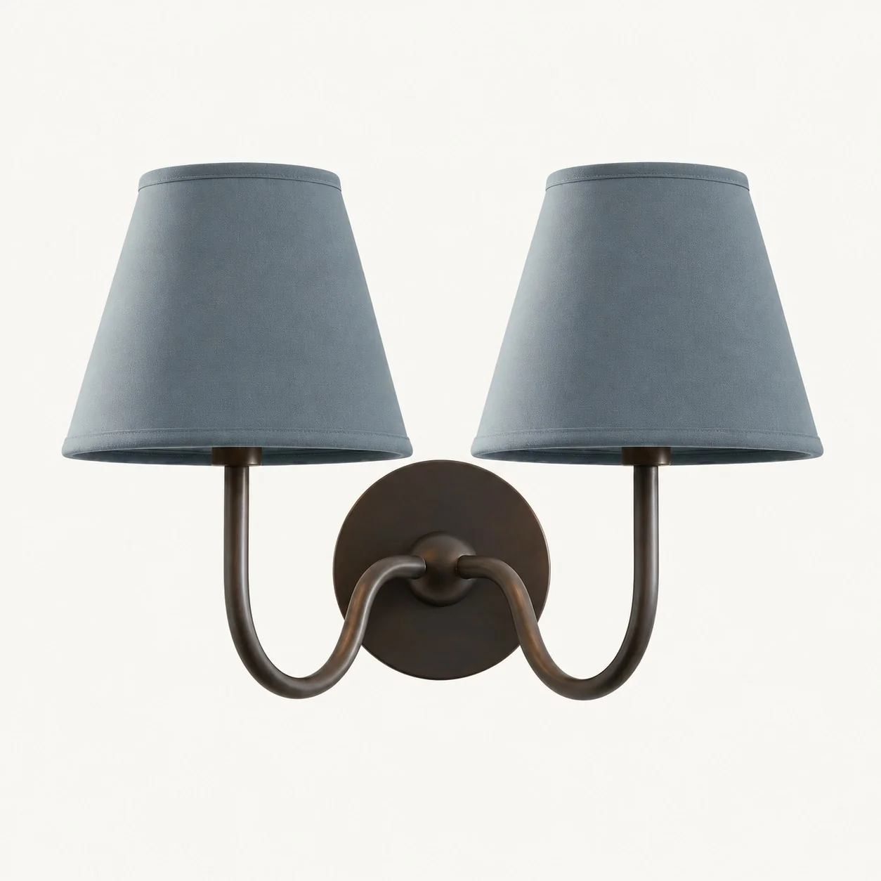 Luvora wall lamp 2 Heads · 16 in / 40 cm · Matte Black · Dusty Blue Plain