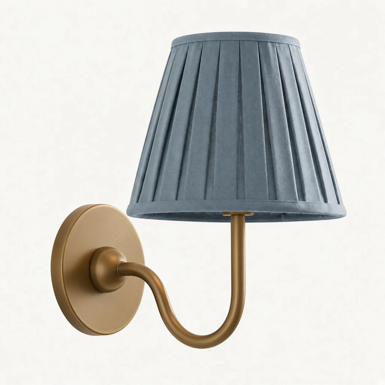 Luvora wall lamp 1 Head · 10 in / 25 cm · Tumbled Brass · Dusty Blue Pleated