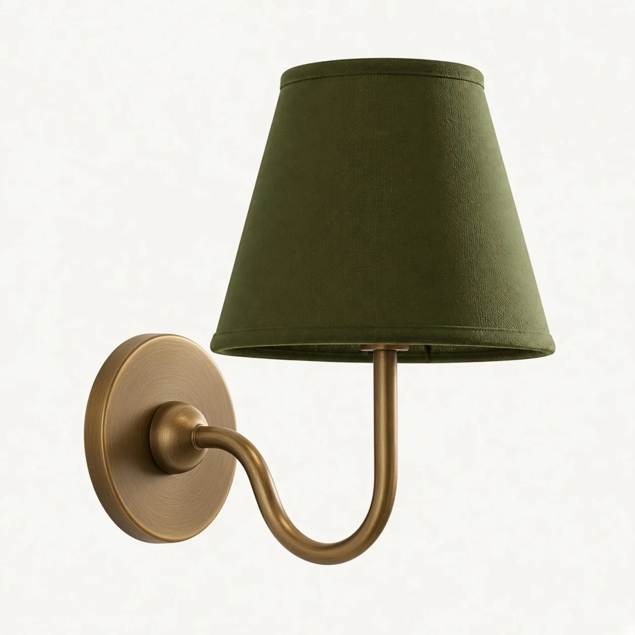 Luvora wall lamp 1 Head · 10 in / 25 cm · Tumbled Brass · Green Plain