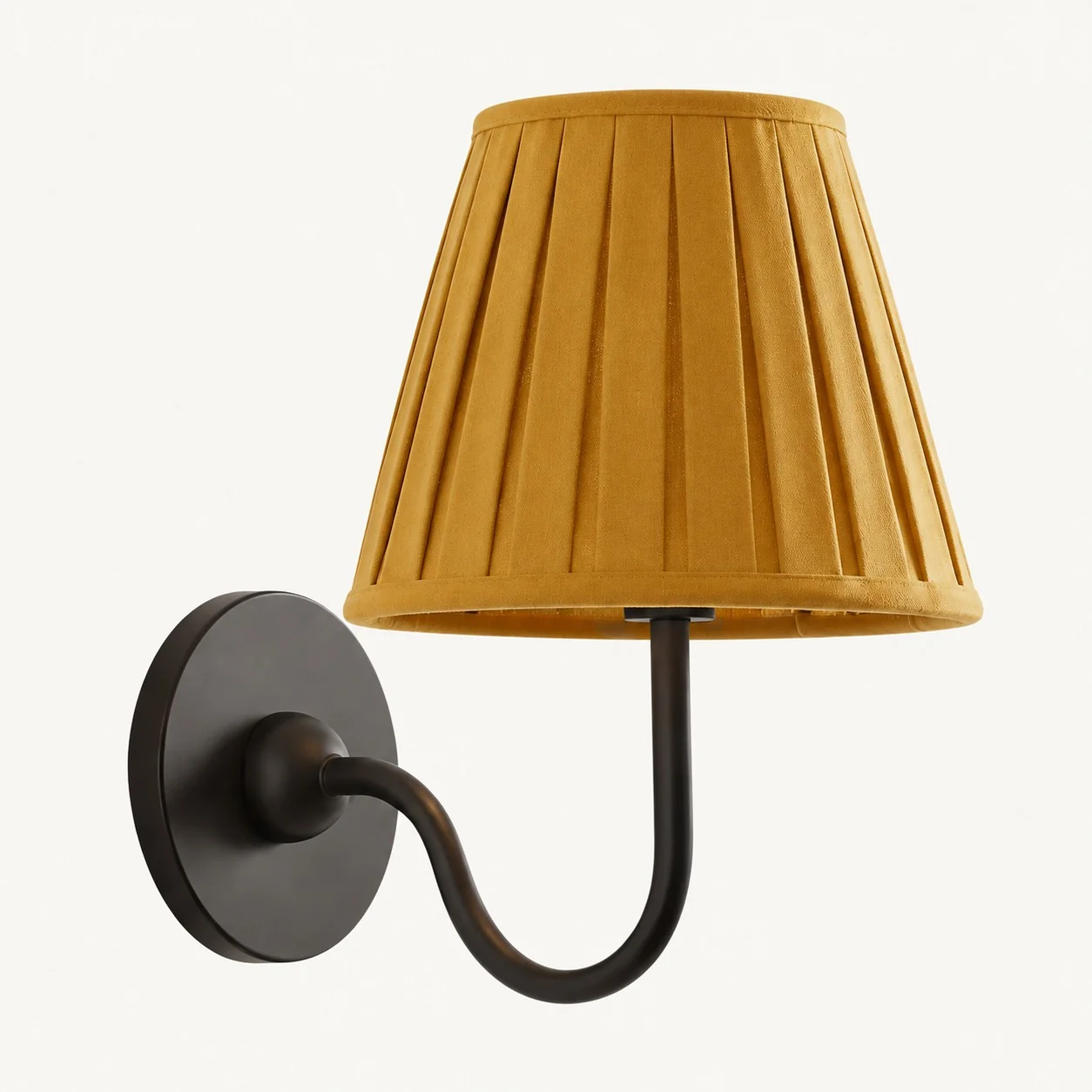 Luvora wall lamp 1 Head · 10 in / 25 cm · Matte Black · Mustard Yellow Pleated