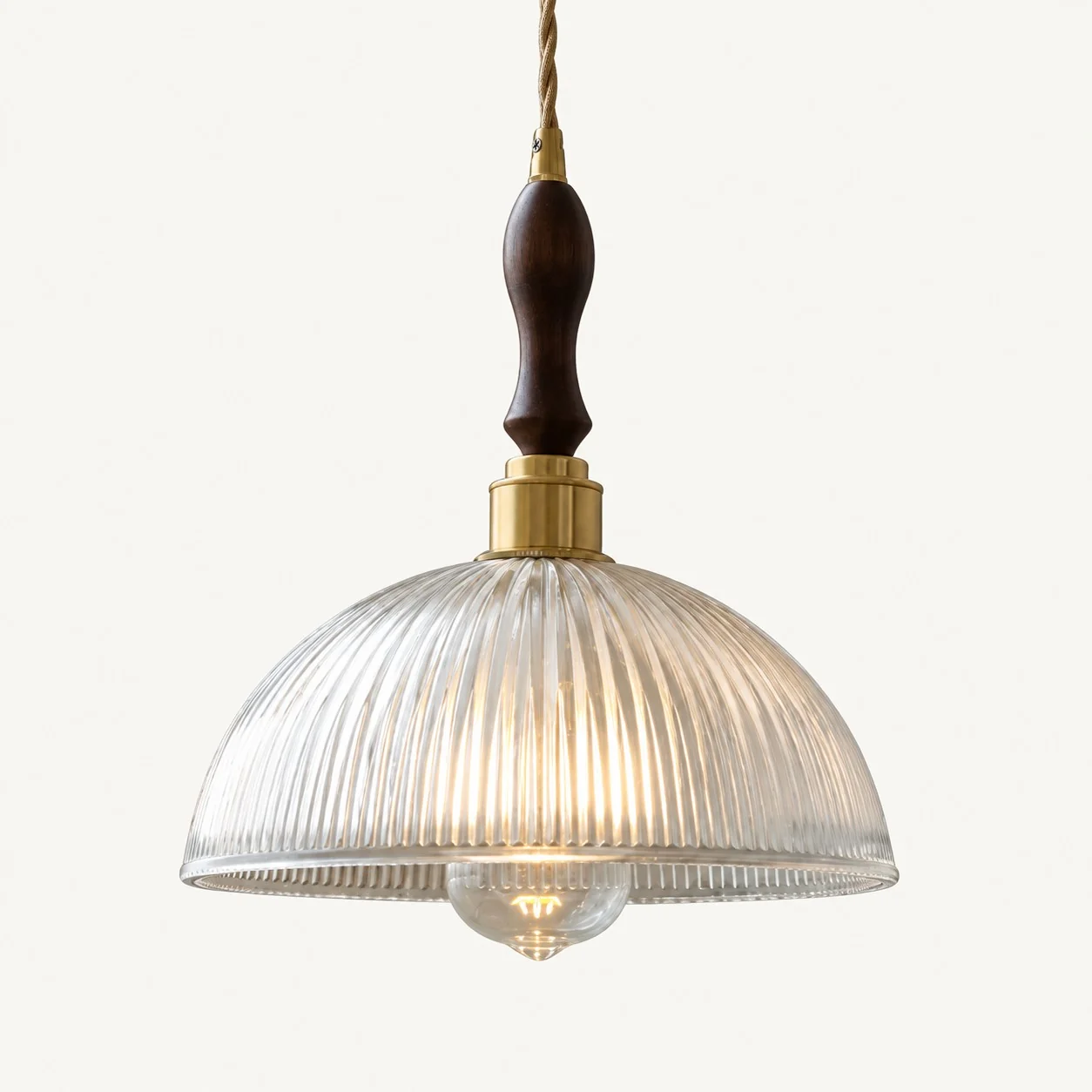 Verdoma pendant Half Round · Clear+Walnut