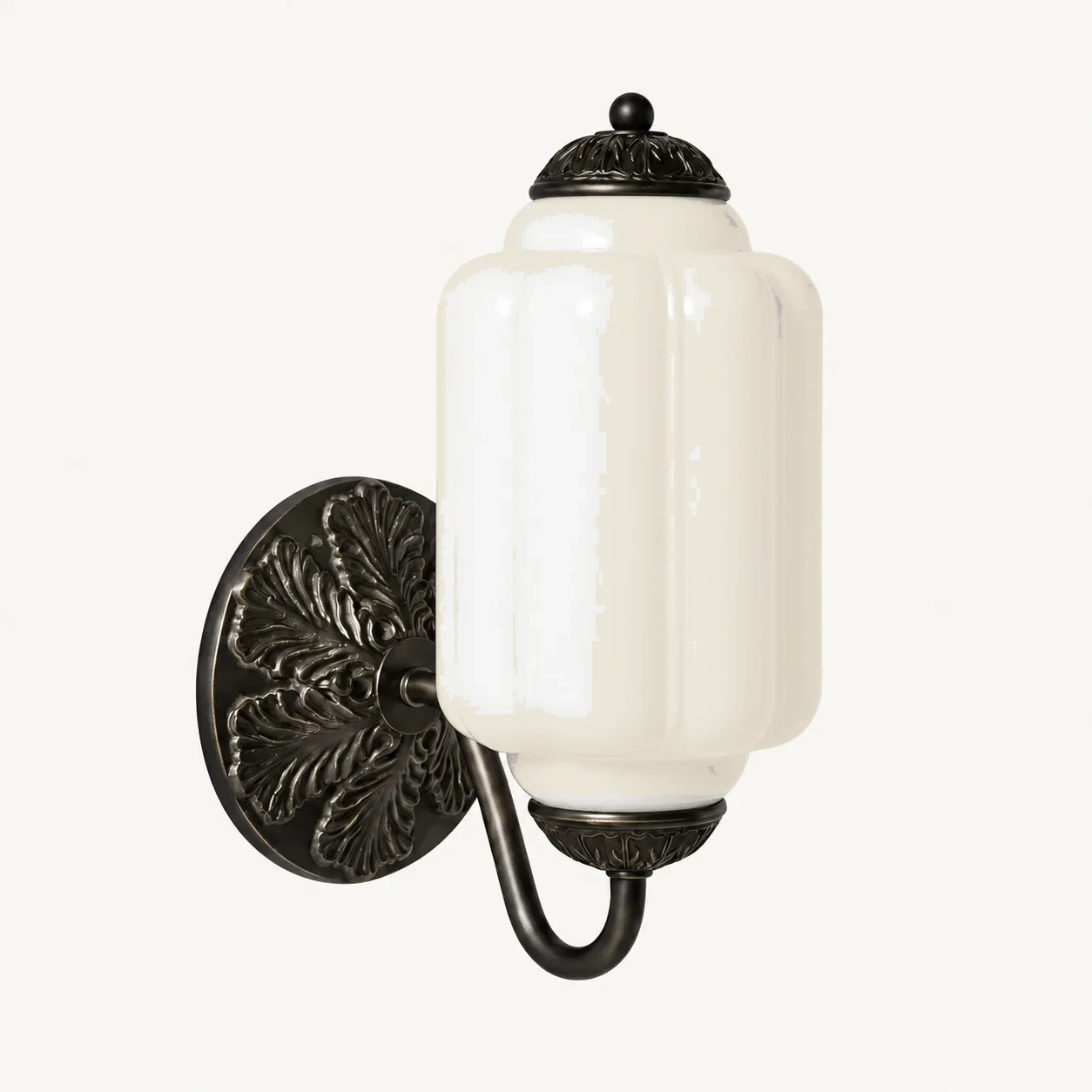 Eloise Vintage Milk Glass Wall Sconce — Wall Sconce Frosted Glass/Black