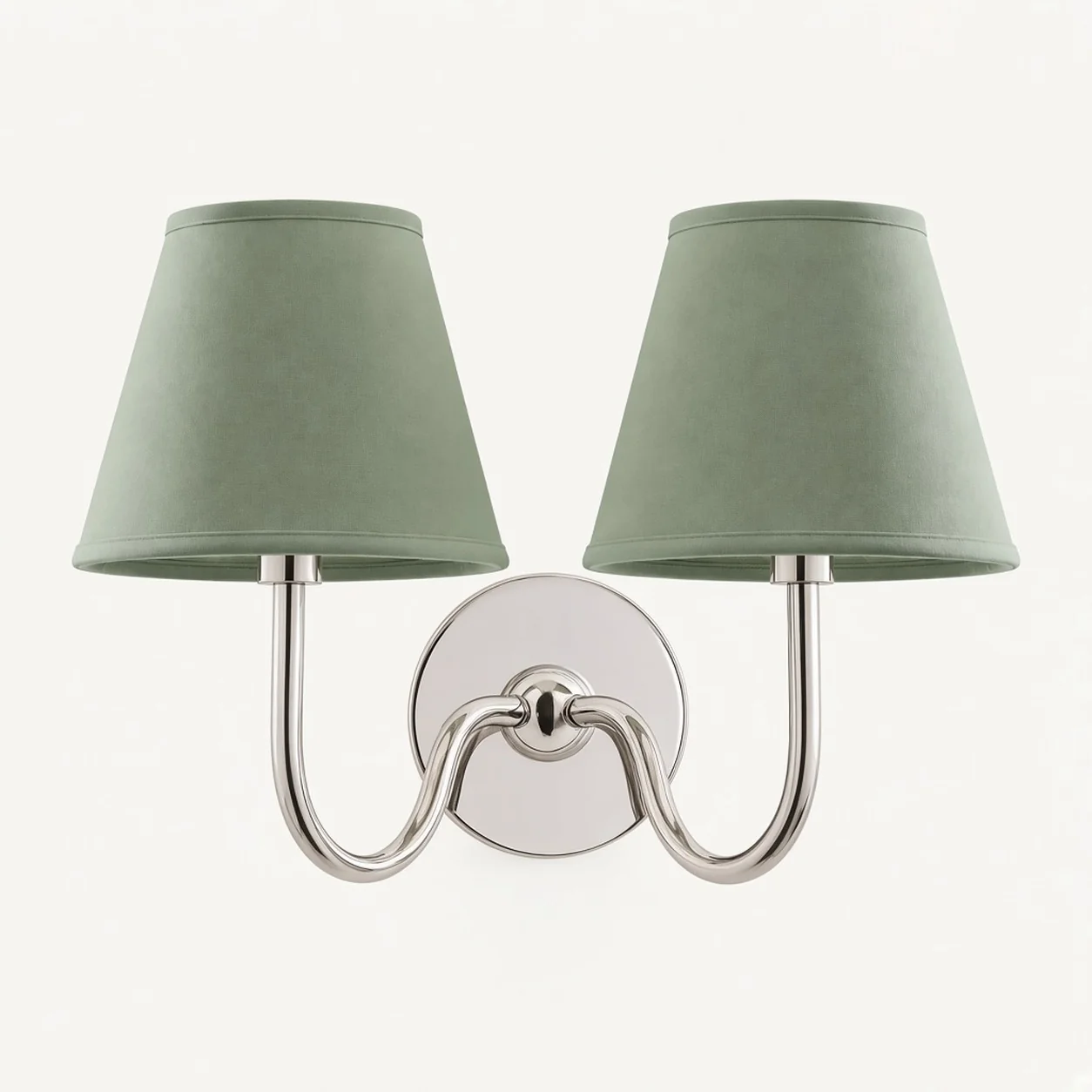 Luvora wall lamp 2 Heads · 16 in / 40 cm · Chrome · Sage Green Plain