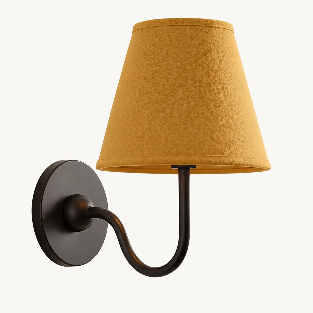 Luvora wall lamp 1 Head · 10 in / 25 cm · Matte Black · Mustard Yellow Plain