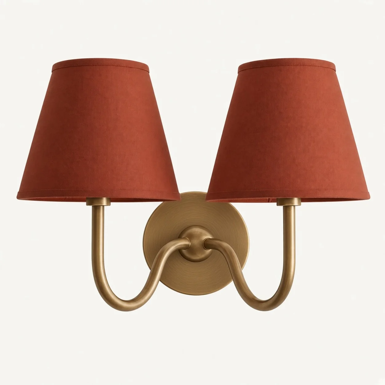 Luvora wall lamp 2 Heads · 16 in / 40 cm · Tumbled Brass · Red Plain