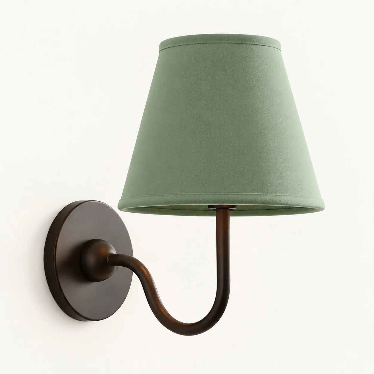 Luvora wall lamp 1 Head · 10 in / 25 cm · Matte Black · Sage Green Plain