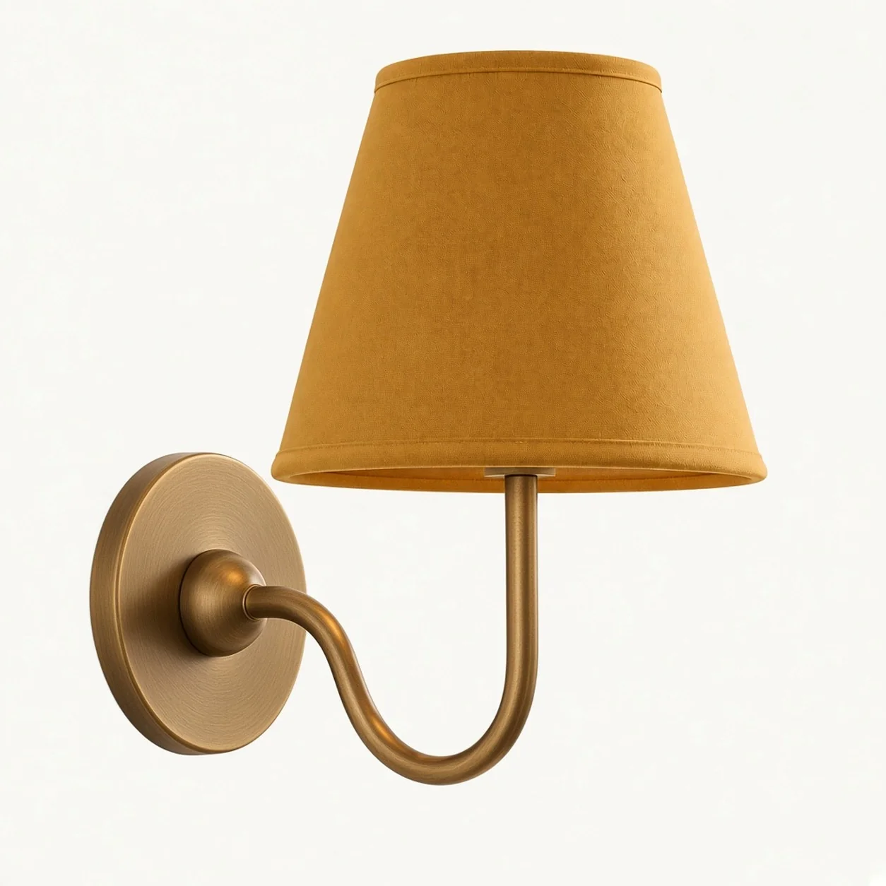 Luvora wall lamp 1 Head · 10 in / 25 cm · Tumbled Brass · Mustard Yellow Plain