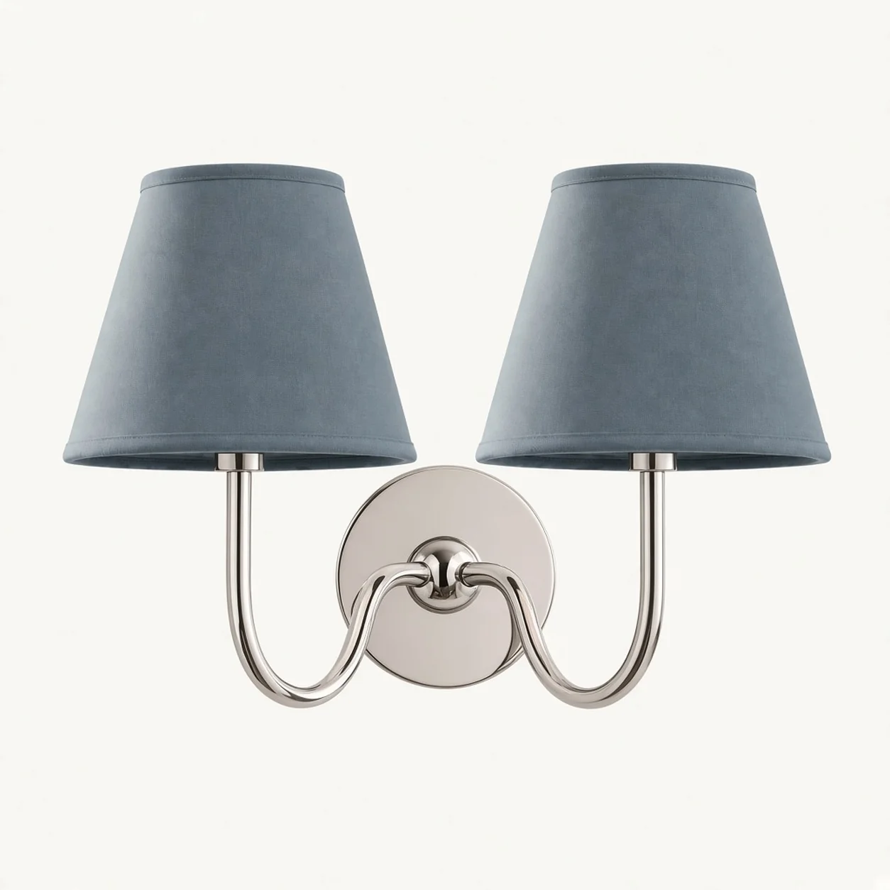Luvora wall lamp 2 Heads · 16 in / 40 cm · Chrome · Dusty Blue Plain