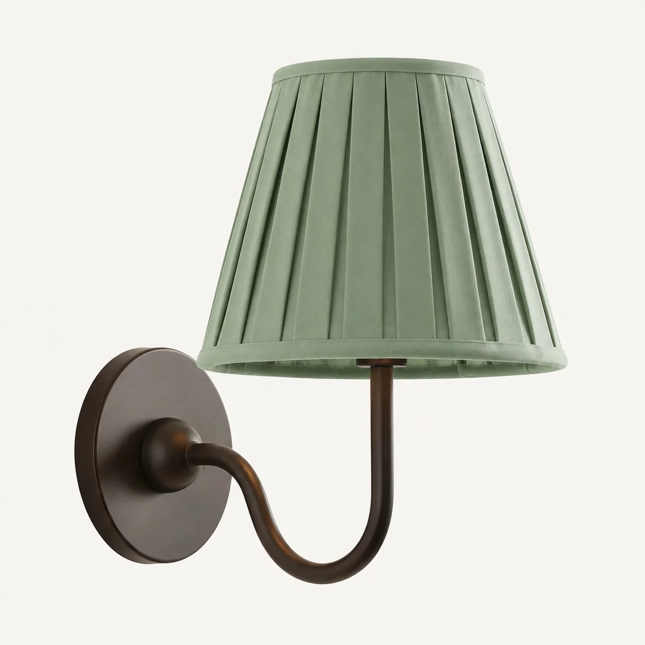 Luvora wall lamp 1 Head · 10 in / 25 cm · Matte Black · Sage Green Pleated